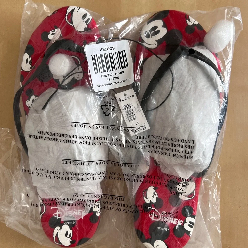 Torrid Disney Mickey Mouse Red Flip Flops Size 11 NWT Shoes Disneycore - Picture 2 of 6